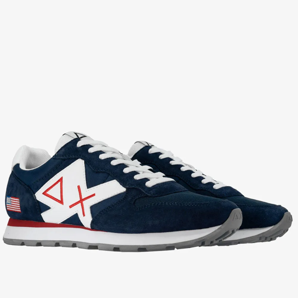 Scarpe Uomo Sun68 Sneakers Tom Logo Patch Flag Navy Blue
