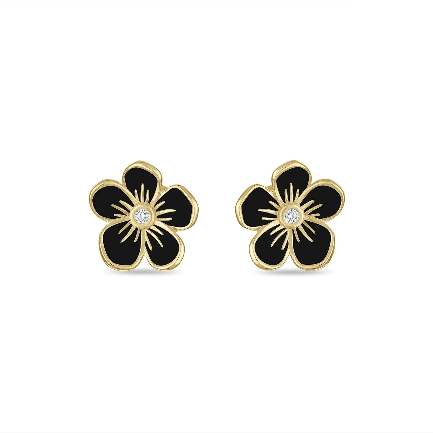 Small Florette Studs in Black