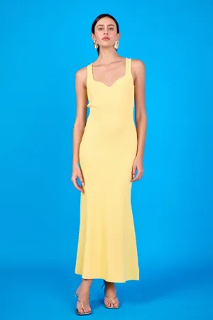 SOLANA FITTED DRESS MAXI IN BUTTER