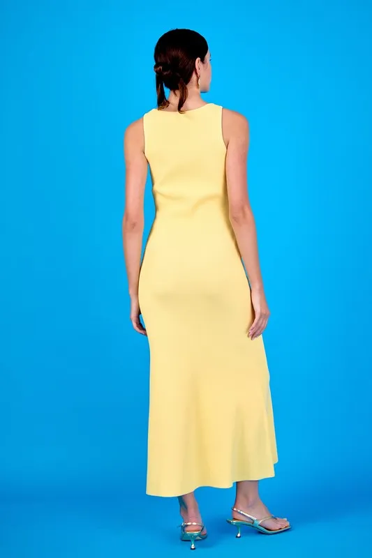 SOLANA FITTED DRESS MAXI IN BUTTER