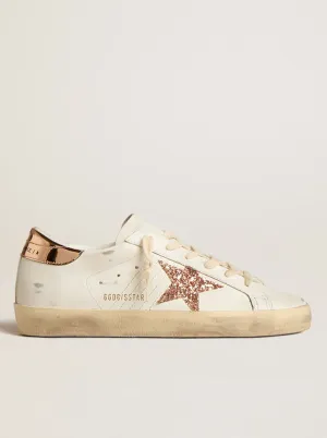 Superstar Leather - White/Pink Glitter Star/Antique Rose Heel