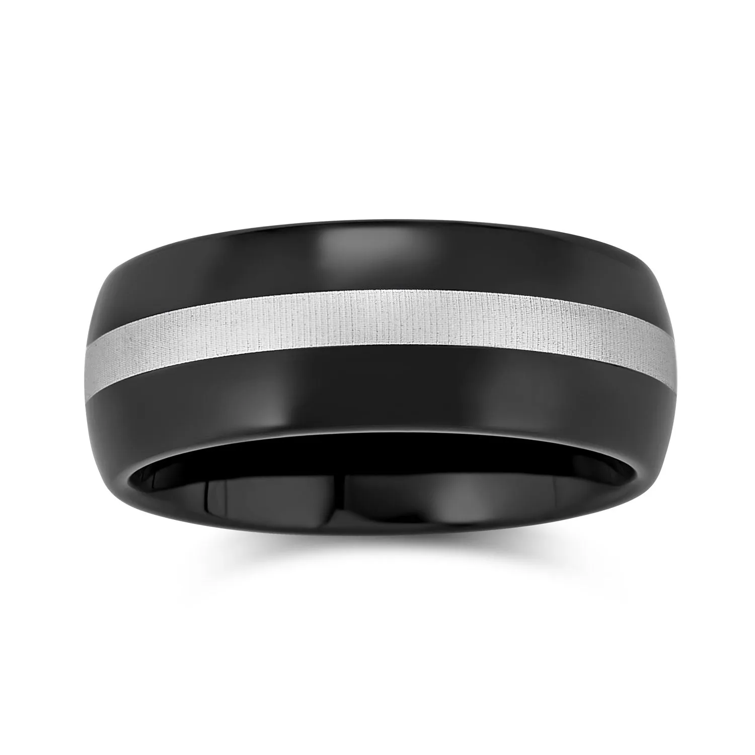 Tungsten Wedding Band Black Grey Stripe Titanium Ring for Men Comfort Fit