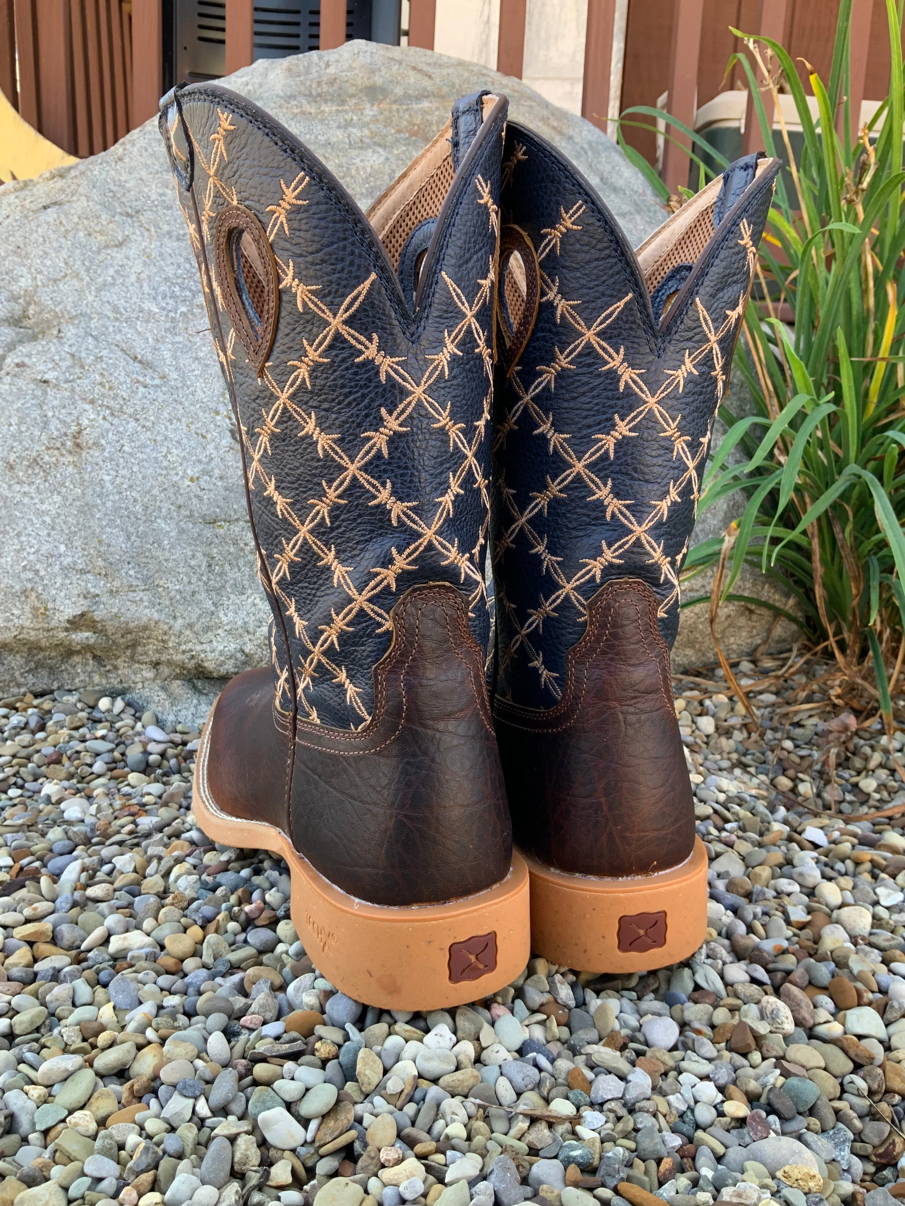 Twisted X Men's 12” Rustic Brown & Navy CellStetch Western Cowboy Boots MXTR004
