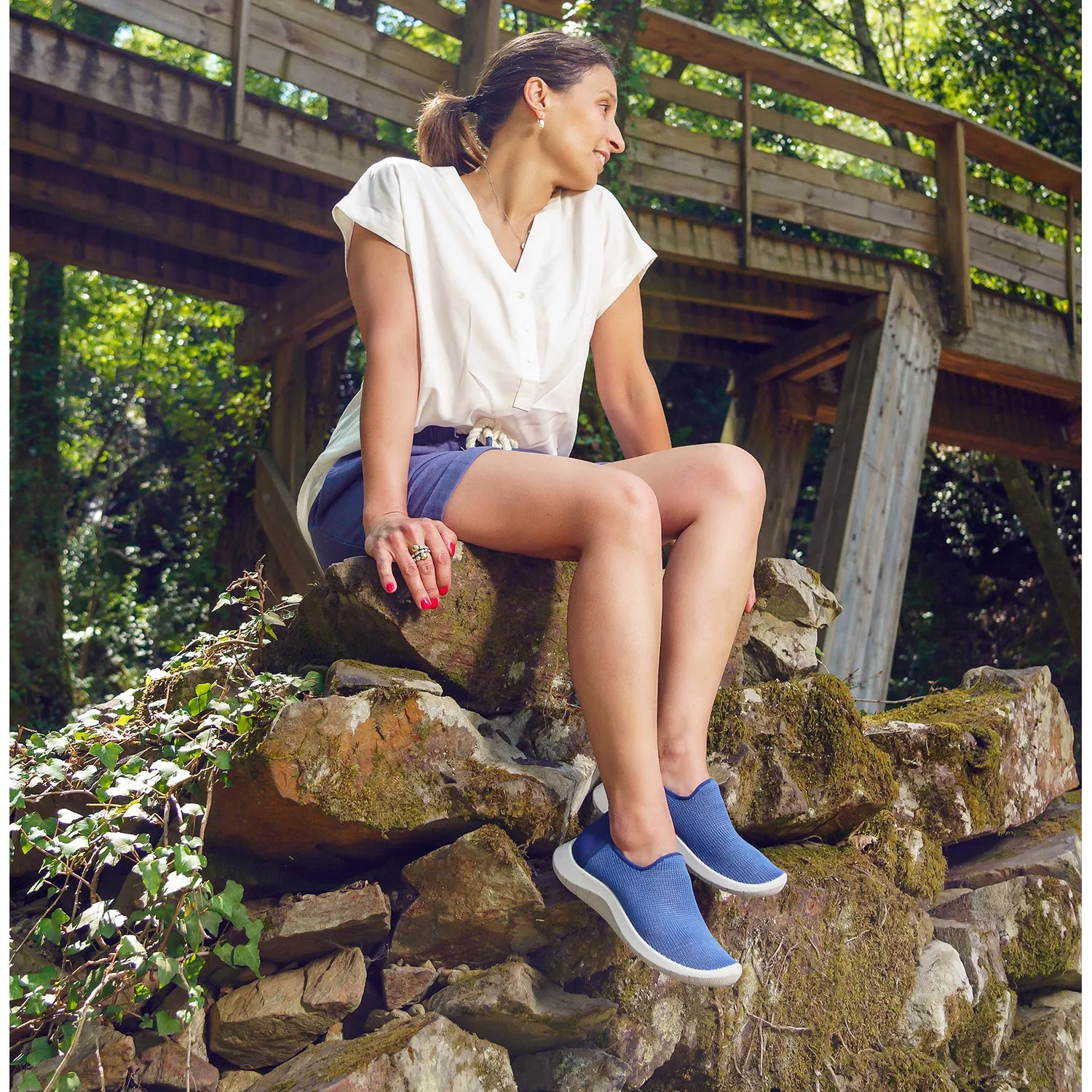 Unisex Arcopedico Gaia Blue Fabric Mesh
