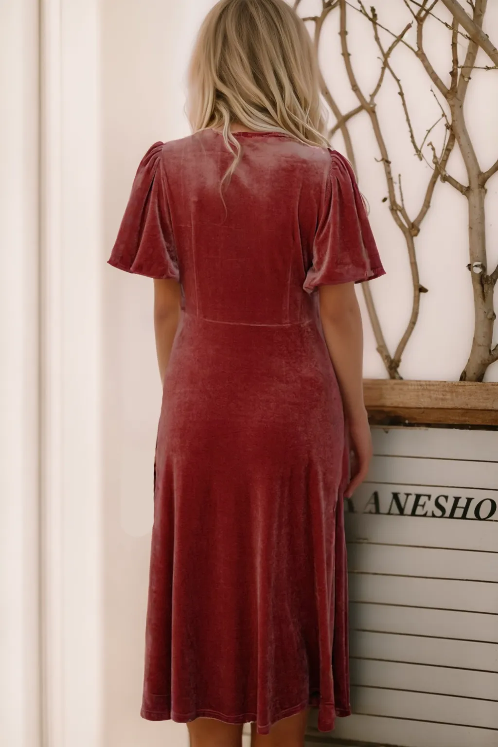 Velvet Puff Sleeve Dress
