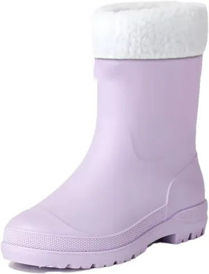 Women's Color Rain Boots Mid-Calf Rain Boots Waterproof And Non-Slip Outer Wear Gardening Work Shoes